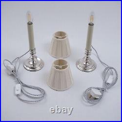 Mappin & Webb vintage pair candlestick table lamps silver plate signed 1980s UK