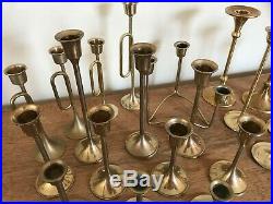 Mixed Lot of 23 Vintage Solid Brass Tapered Candle Holders Candlesticks Weddings