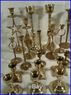 Mixed Lot of 36 Vintage Brass Candlestick Candle Holders