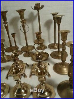 Mixed Lot of 36 Vintage Brass Candlestick Candle Holders