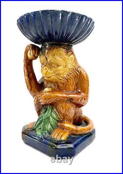 Monkey Bowl Ceramic Statue Candy Holder Vintage Figurine Decor Gift Idea