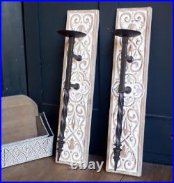 New Pair Vintage French TORCHIERE Shabby Chic Wall Sconce Candle Stick Holder