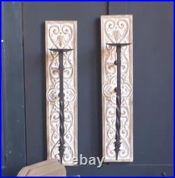 New Pair Vintage French TORCHIERE Shabby Chic Wall Sconce Candle Stick Holder