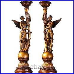 New Retro Candle Holders Resin Angel Gold Candlestick For Wedding Home Decor Set