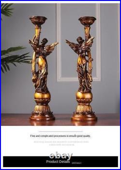 New Retro Candle Holders Resin Angel Gold Candlestick For Wedding Home Decor Set