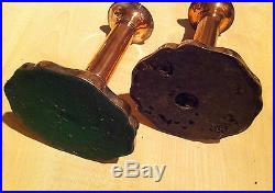 Old Antique Vintage Copper Silver Plated Pair Candlesticks Holder Stick (GR302)