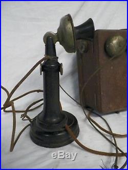 Old Vtg Kellogg Candlestick Telephone withRinger Box Stromberg Carlson Earpiece