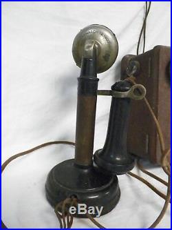 Old Vtg Kellogg Candlestick Telephone withRinger Box Stromberg Carlson Earpiece