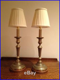PAIR French Brass Empire Candlestick Table Lamps H17.5 Super Vintage Quality