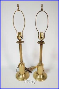 PAIR Gorgeous Mid Century Modern Brass Candlestick Table Lamp MCM Vintage Light