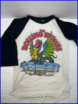 PAIR OF VINTAGE SMALL 1981 Rolling Stones CONCERT SHIRTS RAGLAN CANDLESTICK SF