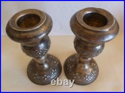 PAIR OF VINTAGE SMALL SIZE! STERLING SILVER CANDLE STICKS With RAISED FLOWERS