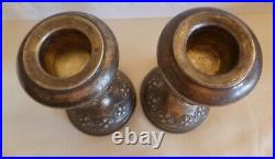 PAIR OF VINTAGE SMALL SIZE! STERLING SILVER CANDLE STICKS With RAISED FLOWERS