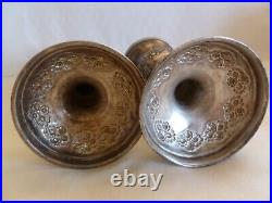 PAIR OF VINTAGE SMALL SIZE! STERLING SILVER CANDLE STICKS With RAISED FLOWERS