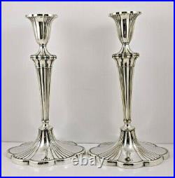 PAIR Vintage GM Co Silver Plated Candlestick Holders Art Deco Weighted