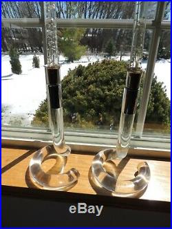 PAIR Vintage Mid Century LUCITE Double Candlestick Candle Holder Dorothy Thorpe