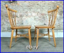 PAIR Vintage mid century 1960s ERCOL candlestick dining kitchen chairs model 376