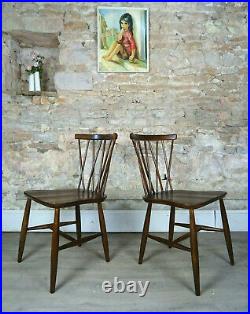 PAIR Vintage mid century ERCOL 1960s candlestick dining kitchen chair model 376