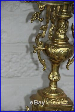 PAIR vintage bronze French dragon gothic figurine Candlelabras candlesticks