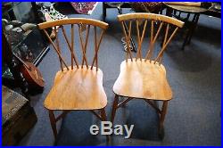 Pair 1960 Ercol Candlestick Windsor Chairs Midcentury Vintage Design