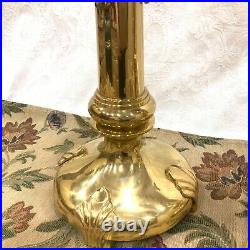 Pair (2) 30 Large Ornate Vintage French Brass Bouillotte 3/4 Candlestick Lamp
