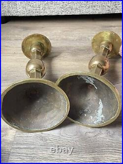 Pair Antique Vintage Brass Candlesticks Very Heavy 6KG Weight