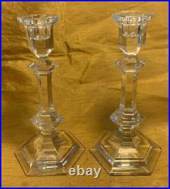 Pair BACCARAT Signed Clear Crystal Versailles Harcourt 7 Candlesticks Great