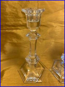 Pair BACCARAT Signed Clear Crystal Versailles Harcourt 7 Candlesticks Great