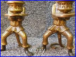 Pair Brass / Bronze Patinated Monkey Candlesticks