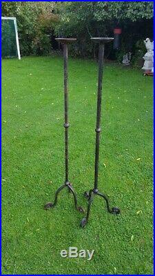 Pair Candlesticks Forged Candle Holder Blacksmith Made