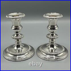 Pair Harrods Vintage Silver Plated Candlesticks Candle Holders English on Copper