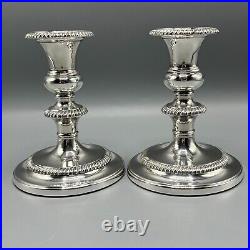 Pair Harrods Vintage Silver Plated Candlesticks Candle Holders English on Copper