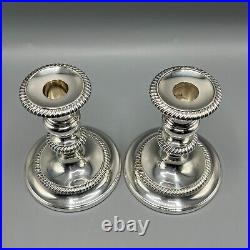 Pair Harrods Vintage Silver Plated Candlesticks Candle Holders English on Copper