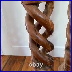 Pair Large Freestanding Vintage Handmade Candlestick Candle Stick Wood