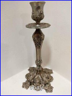 Pair Large Ornate Silver Plated Candlesticks Rare Vintage Candle Holders Décor