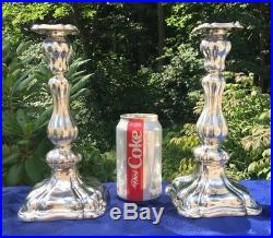 Pair Large Vintage German Solid Sterling Silver Candle Sticks / Candle Holders