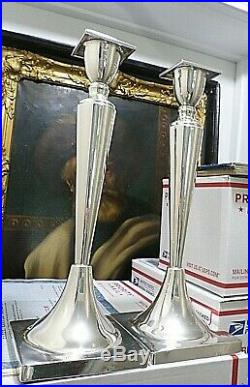 Pair Large Vintage Solid Sterling Silver Candlesticks, 24.30 Troy Oz