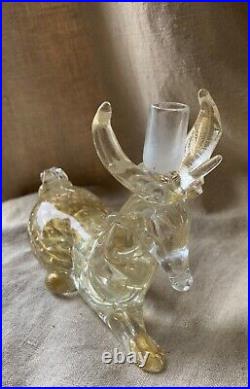 Pair Murano Italy Glass Gold Flecked Bubble Reindeer Candleholders candle sticks