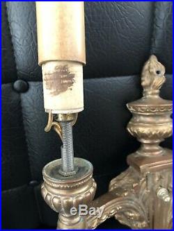 Pair Of (2) Vintage Art Deco Cast Metal Candlestick Wall Sconce Light Fixtures