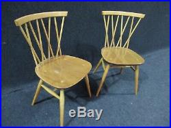 Pair Of Ercol Candle Stick Maker Dining Chairs Retro Vintage Danish
