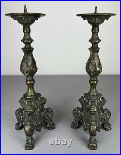 Pair Of French Brass Vintage Candelabra Candlestick Candleholder (lot 5147)