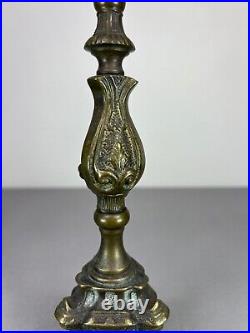 Pair Of French Brass Vintage Candelabra Candlestick Candleholder (lot 5147)