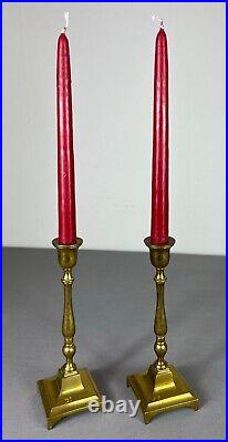 Pair Of French Vintage Brass Candle Holders Candelabra Candlestick (lot 5062)