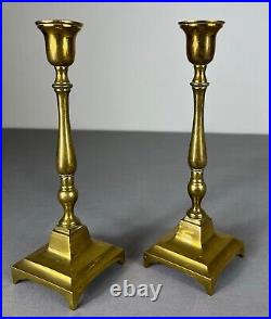 Pair Of French Vintage Brass Candle Holders Candelabra Candlestick (lot 5062)