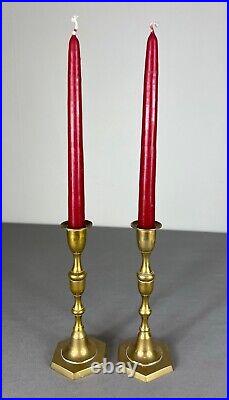 Pair Of French Vintage Brass Candle Holders Candelabra Candlestick (lot 5063)
