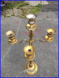 Pair Of Large Church Antique Vintage Brass Candlesticks Candelabra