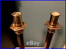 Pair Of Large Vintage Catholic Church Altar Gold Brass Candle Sticks 24