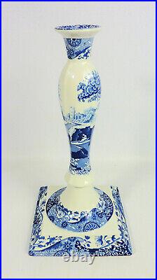 Pair Of Large Vintage Spode Blue Italian Candlesticks With Square Base