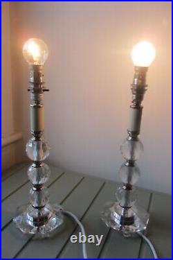 Pair Of Laura Ashley Vintage Candlestick Glass Lamp Bases With New Shades