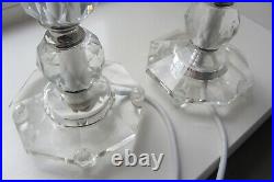 Pair Of Laura Ashley Vintage Candlestick Glass Lamp Bases With New Shades